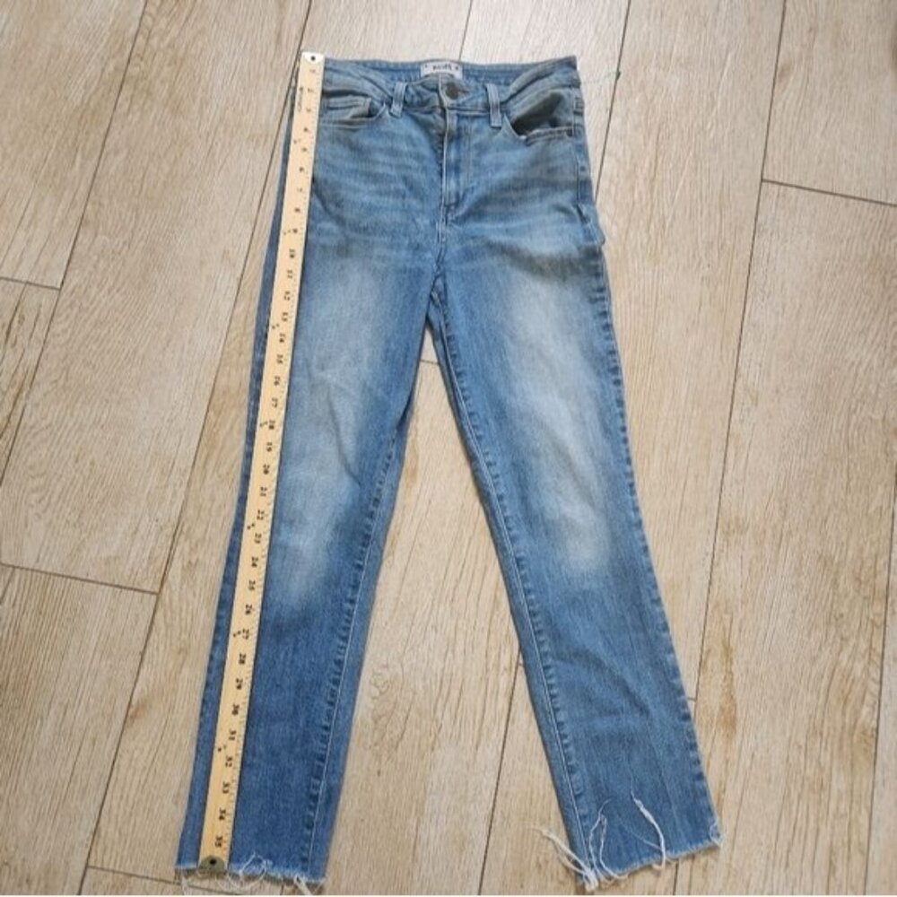 Paige Hoxton High-Rise Slim Raw Hem Jeans - Blue Size 28 - Picture 10 of 16